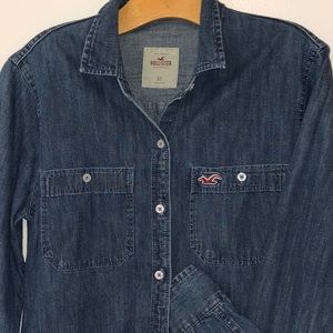 USED Hollister Long-Sleeve Denim Collard Shirt